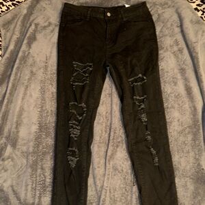 Black ripped jeans size large 8/10